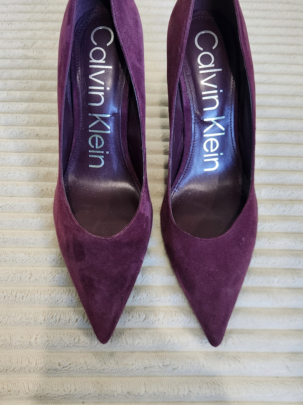 Calvin Klein Plum Suede Pointed-Toe Pumps